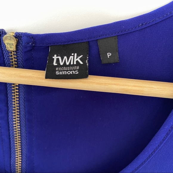 TWIK BY SIMONS ROYAL BLUE/BURNT ORANGE COLOUR BLOCKED SLEEVELESS TOP WITH ZIPPER - Picture 3 of 8